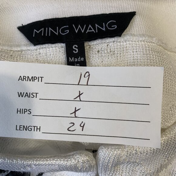 Ming Wang Women’s White Small Lace Cardigan Black Floral Beads Lightweight - Picture 2 of 10